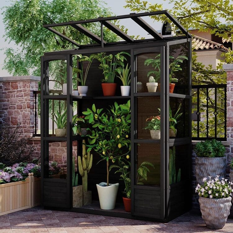 modern greenhouse attached to house